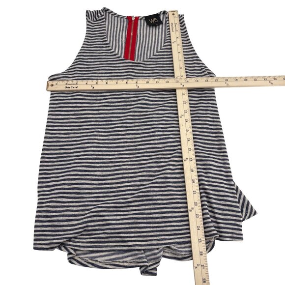 W5 Anthropologie Striped Sleeveless Tank Top  Size M Blue White Polyester Rayon - Picture 4 of 5